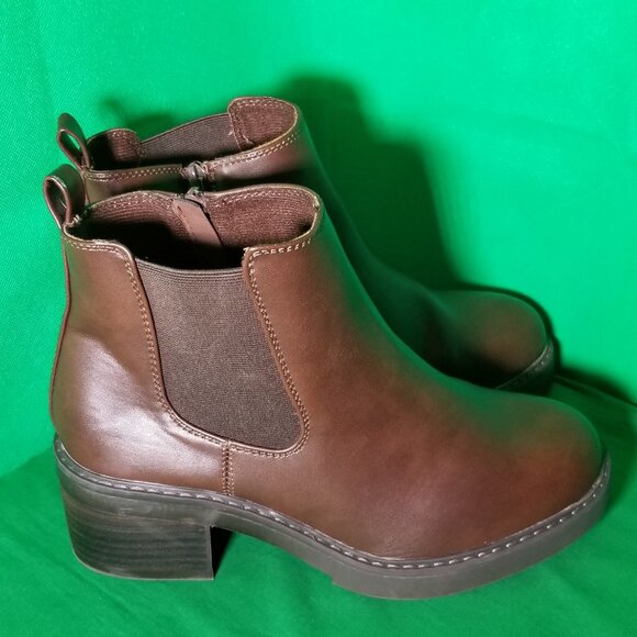 Lane Bryant Brown Chunky Lug Platform Ankle Boots Size 9 Wide Box Heel Sturdy - Picture 3 of 7